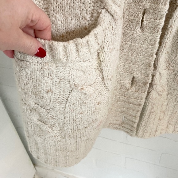 L.L. Bean Women's Hooded Cable Knit Cardigan - Beige - Picture 6 of 15